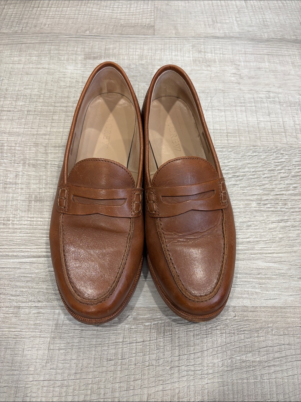 J. Crew Women's Leather Penny Loafers in Cognac Size 6